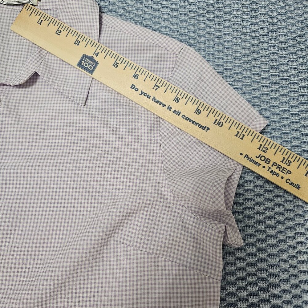 Calypso Lavender White Gingham Checkered Button Down Shirt Seersucker Top Size M - Picture 7 of 7